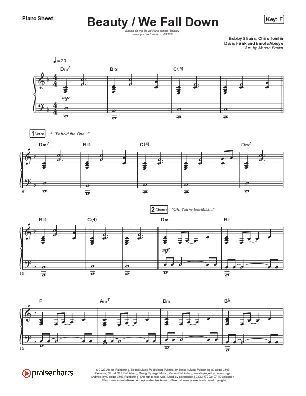 Beauty / We Fall Down Piano Sheet (David Funk)