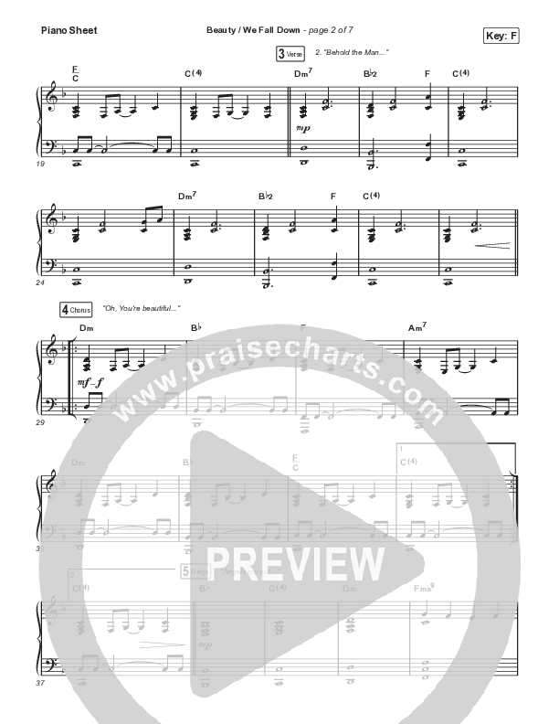 Beauty / We Fall Down Piano Sheet (David Funk)