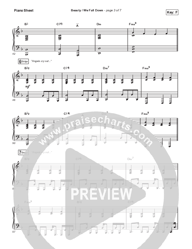Beauty / We Fall Down Piano Sheet (David Funk)
