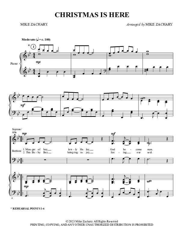 Christmas Is Here (Choral Anthem SATB) Piano/Choir (SAB) (Foster Music Group)