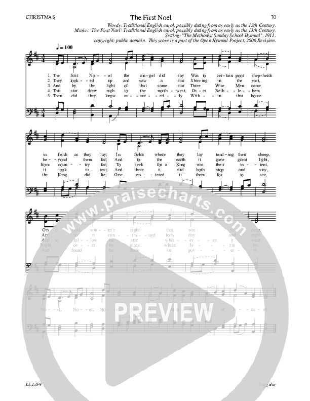 The First Noel Hymn Sheet (SATB) (Traditional Hymn)
