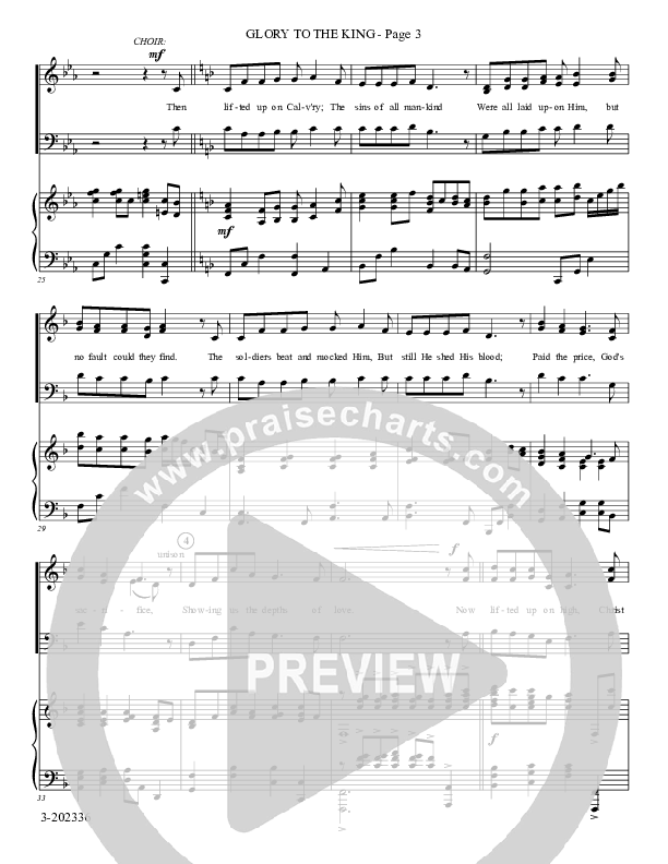 Glory To The King (Choral Anthem SATB) Piano/Choir (SAB) (Foster Music Group)