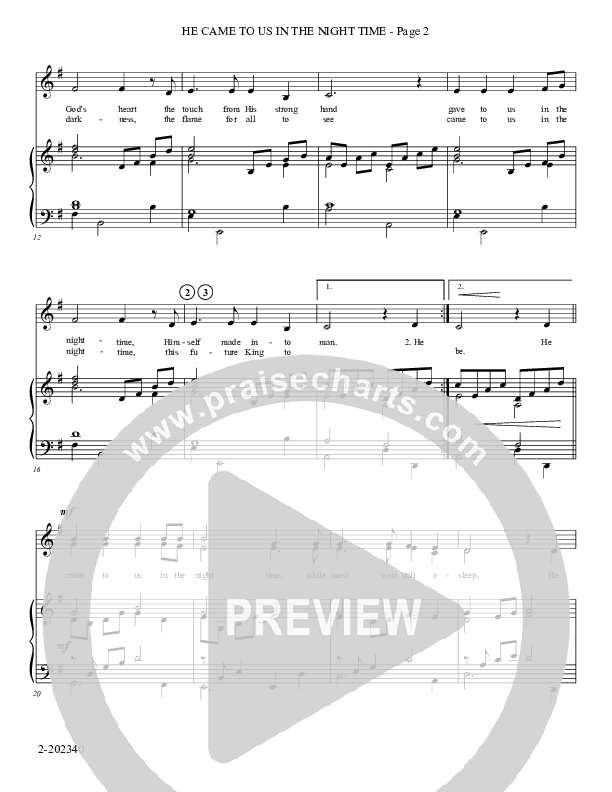 He Came To Us In The Night Time (Unison/2-Part) Piano/Choir (Uni/2-Part) (Foster Music Group)