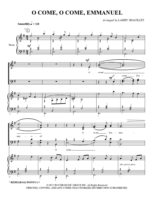 O Come O Come Emmanuel (Choral Anthem SATB) Piano/Choir (SATB) (Foster Music Group)