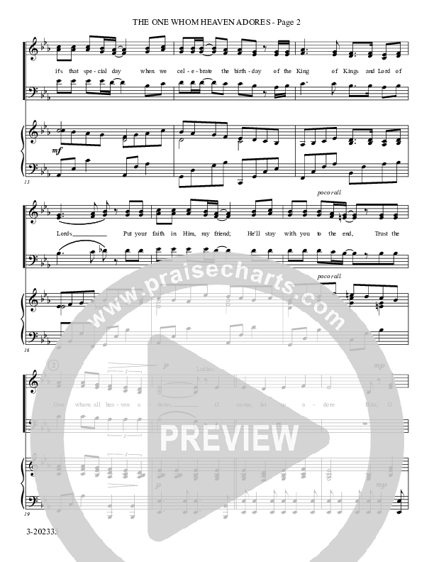The One Whom Heaven Adores (Choral Anthem SATB) Piano/Choir (SAB) (Foster Music Group)