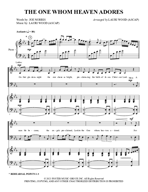 The One Whom Heaven Adores (Choral Anthem SATB) Piano/Choir (SATB) (Foster Music Group)