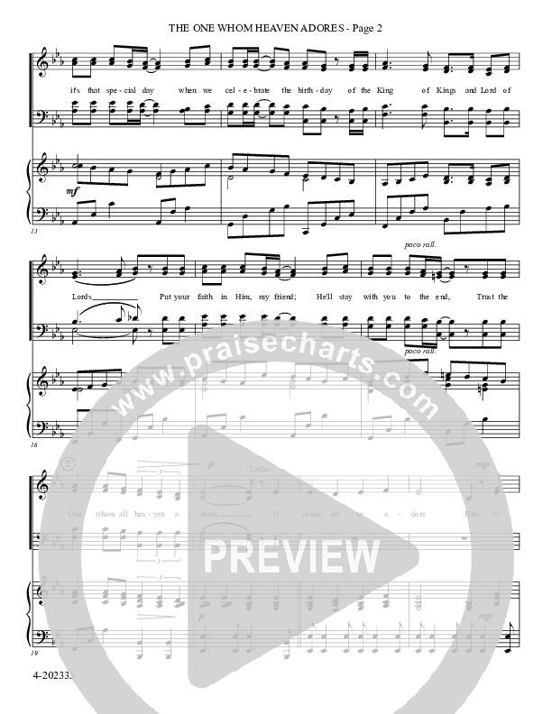 The One Whom Heaven Adores (Choral Anthem SATB) Piano/Choir (SATB) (Foster Music Group)