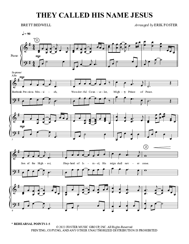 They Called His Name Jesus (Choral Anthem SATB) Piano/Choir (SAB) (Foster Music Group)
