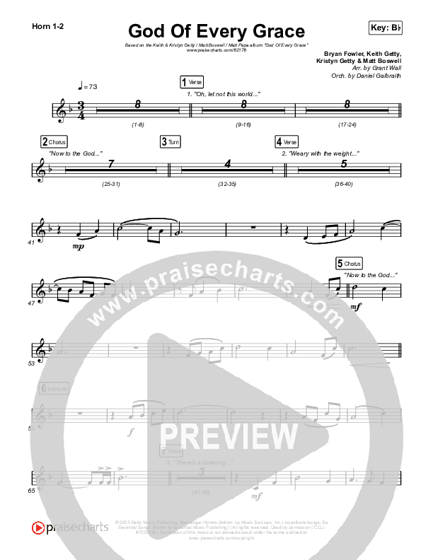 God Of Every Grace French Horn 1,2 (Keith & Kristyn Getty / Matt Boswell / Matt Papa)