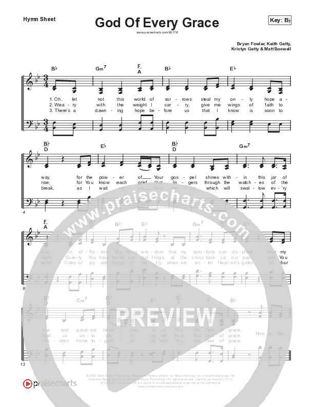 God Of Every Grace Hymn Sheet (Keith & Kristyn Getty / Matt Boswell / Matt Papa)