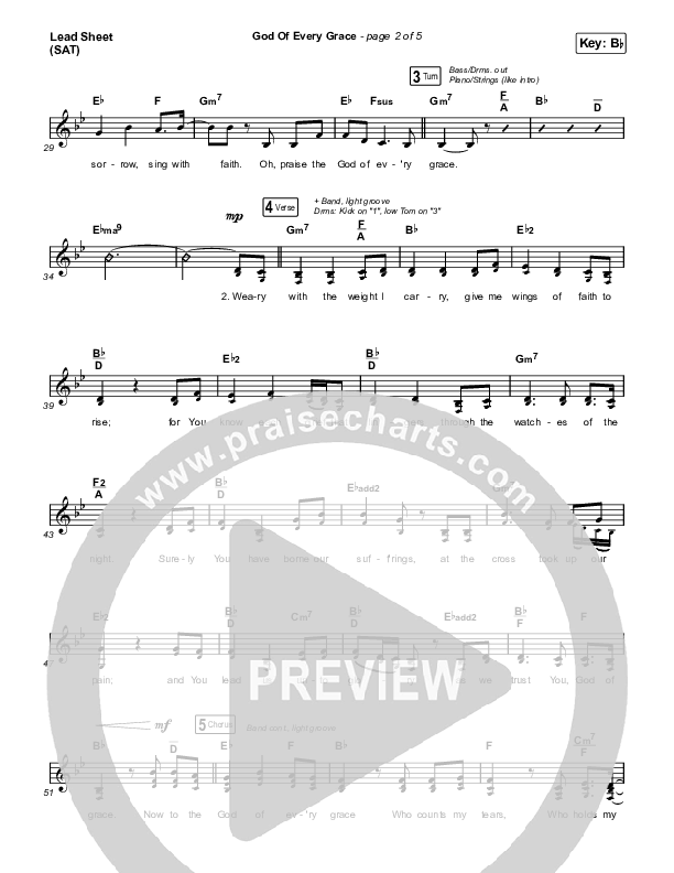 God Of Every Grace Lead Sheet (SAT) (Keith & Kristyn Getty / Matt Boswell / Matt Papa)
