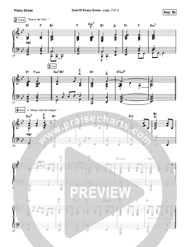 God Of Every Grace Piano Sheet (Keith & Kristyn Getty / Matt Boswell / Matt Papa)