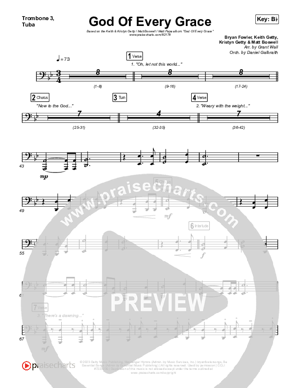 God Of Every Grace Trombone 1,2 (Keith & Kristyn Getty / Matt Boswell / Matt Papa)