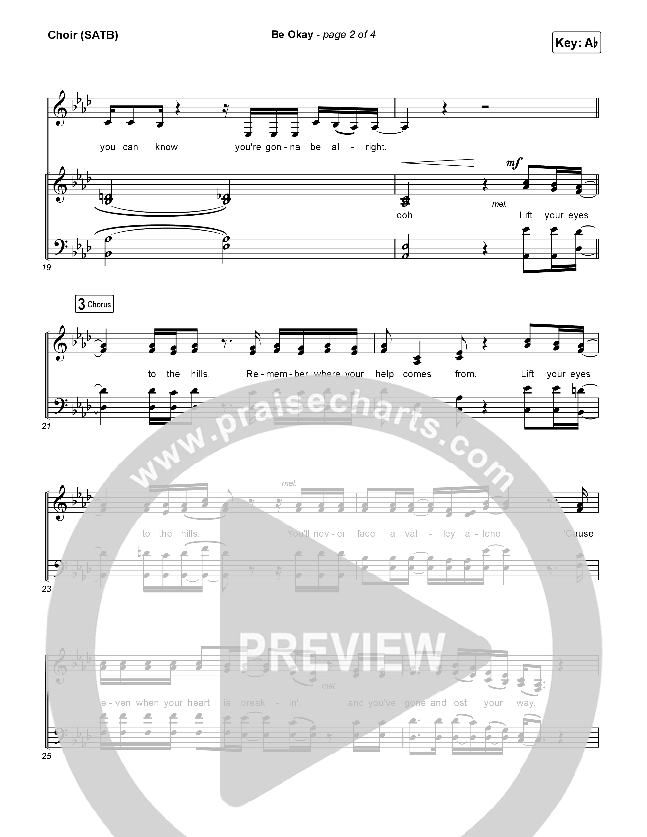 Be Okay Choir Sheet (SATB) (Lauren Daigle)