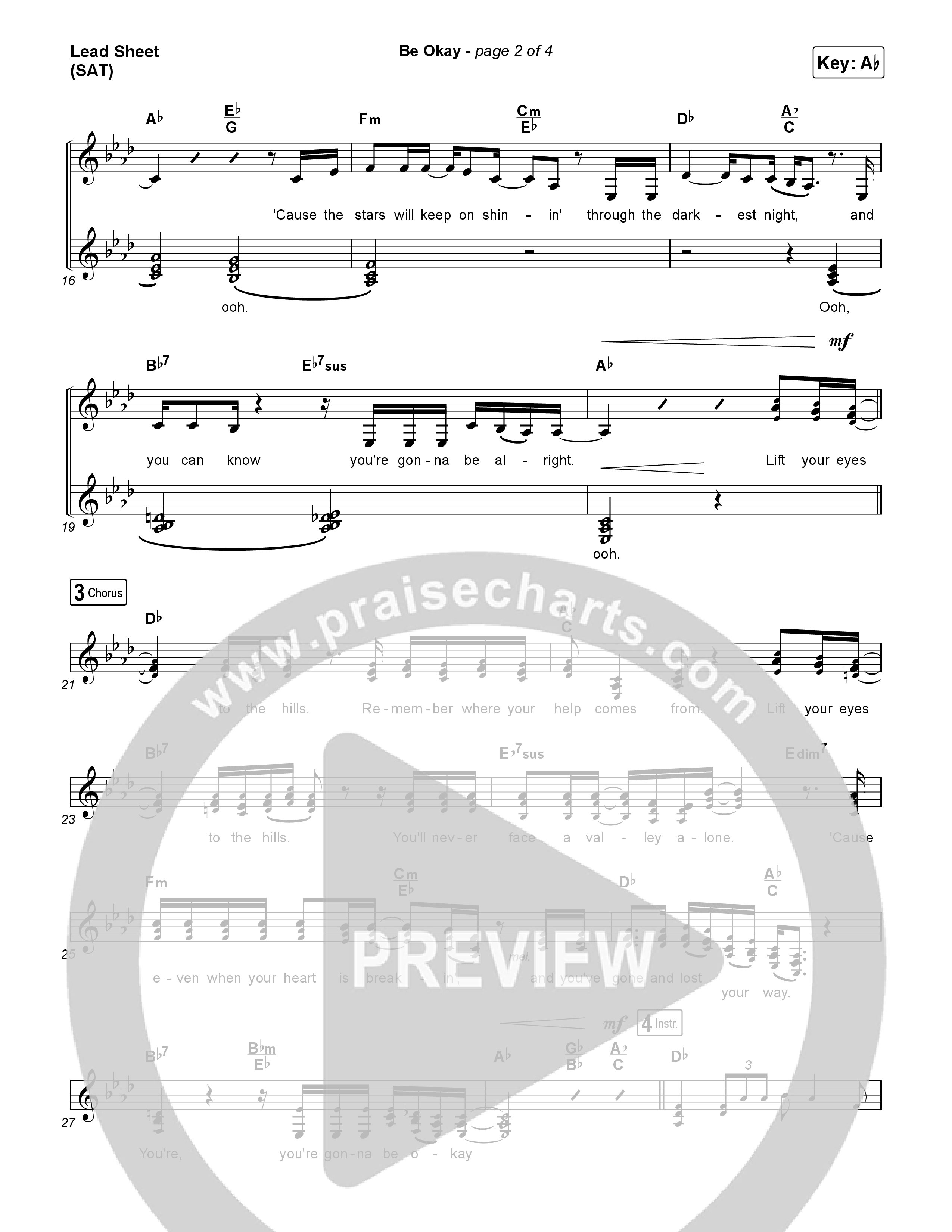 Be Okay Lead Sheet (SAT) (Lauren Daigle)