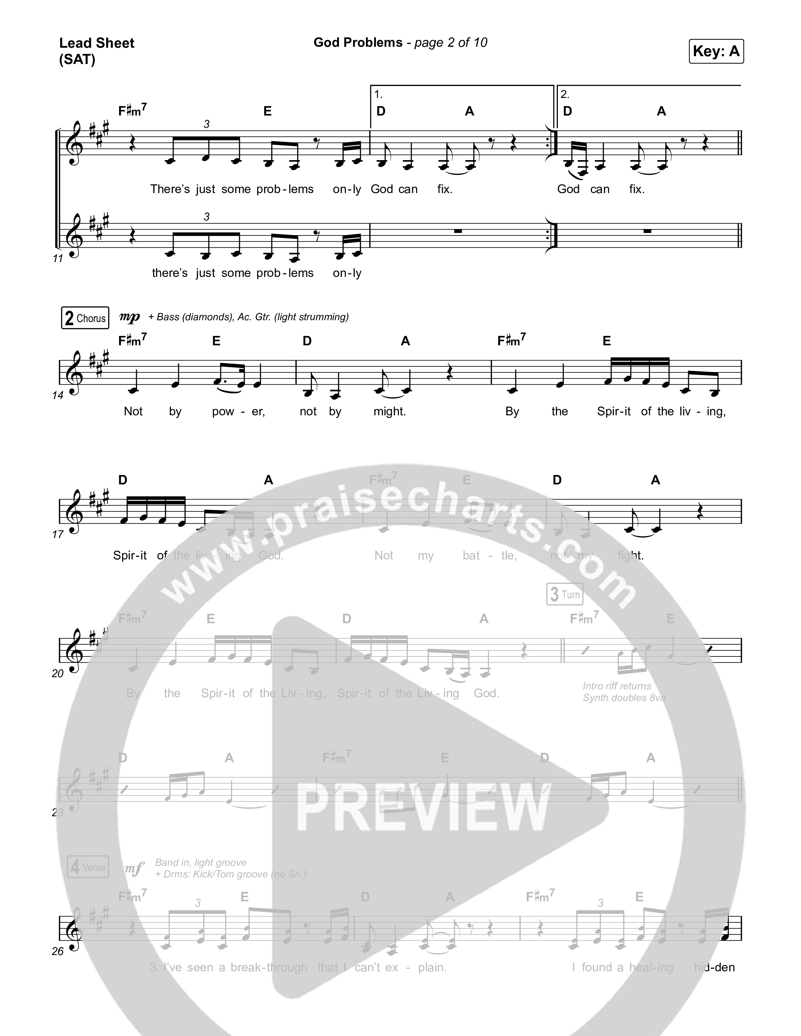 God Problems Lead Sheet (SAT) (Maverick City Music / Chandler Moore / Naomi Raine)