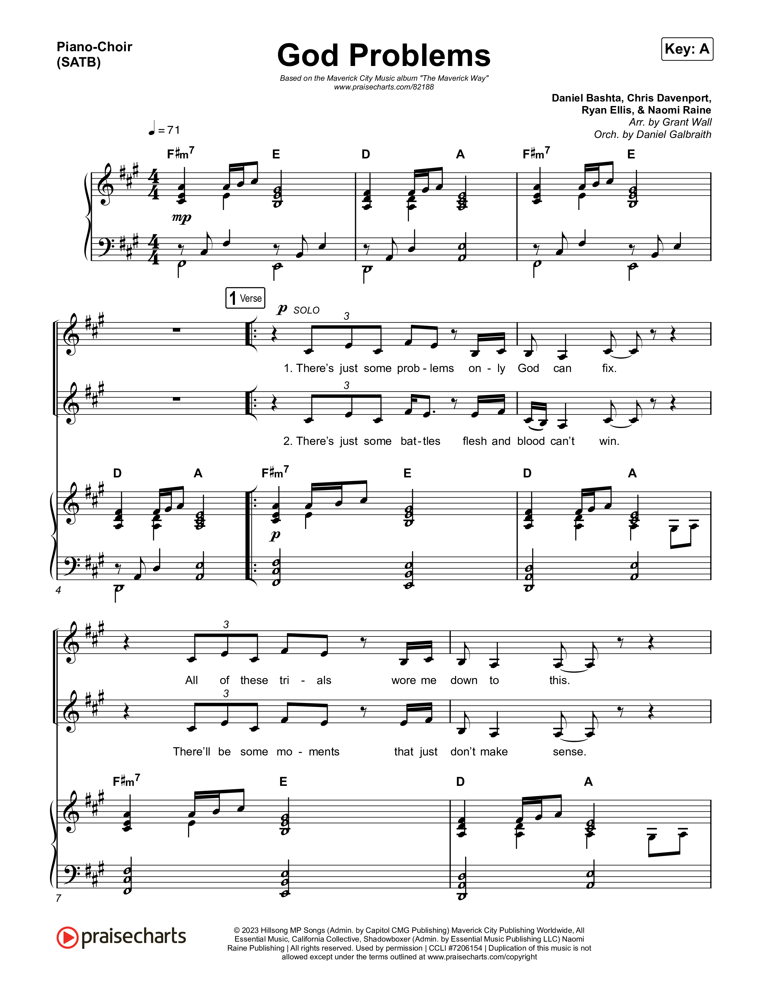 God Problems Piano/Vocal (SATB) (Maverick City Music / Chandler Moore / Naomi Raine)