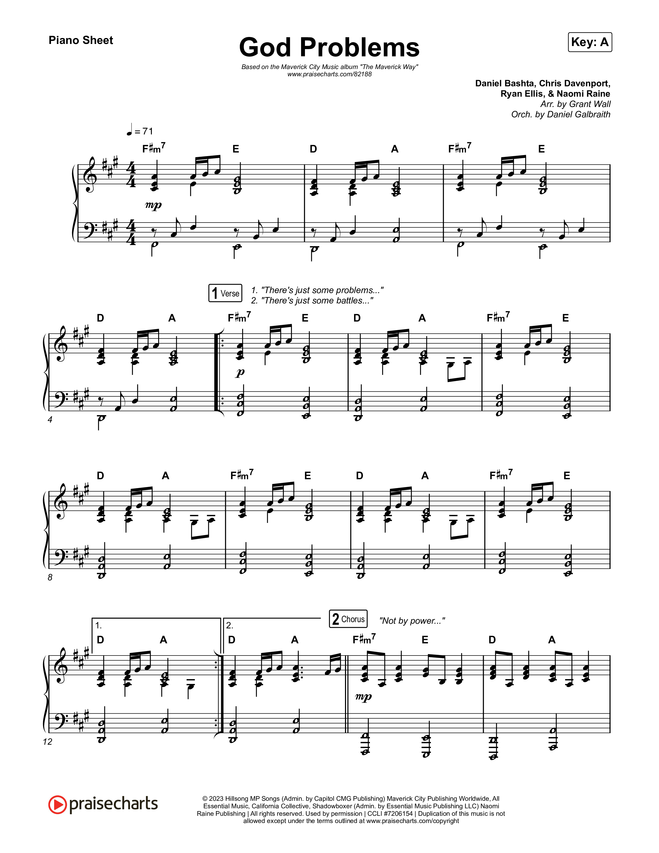 God Problems Piano Sheet (Maverick City Music / Chandler Moore / Naomi Raine)
