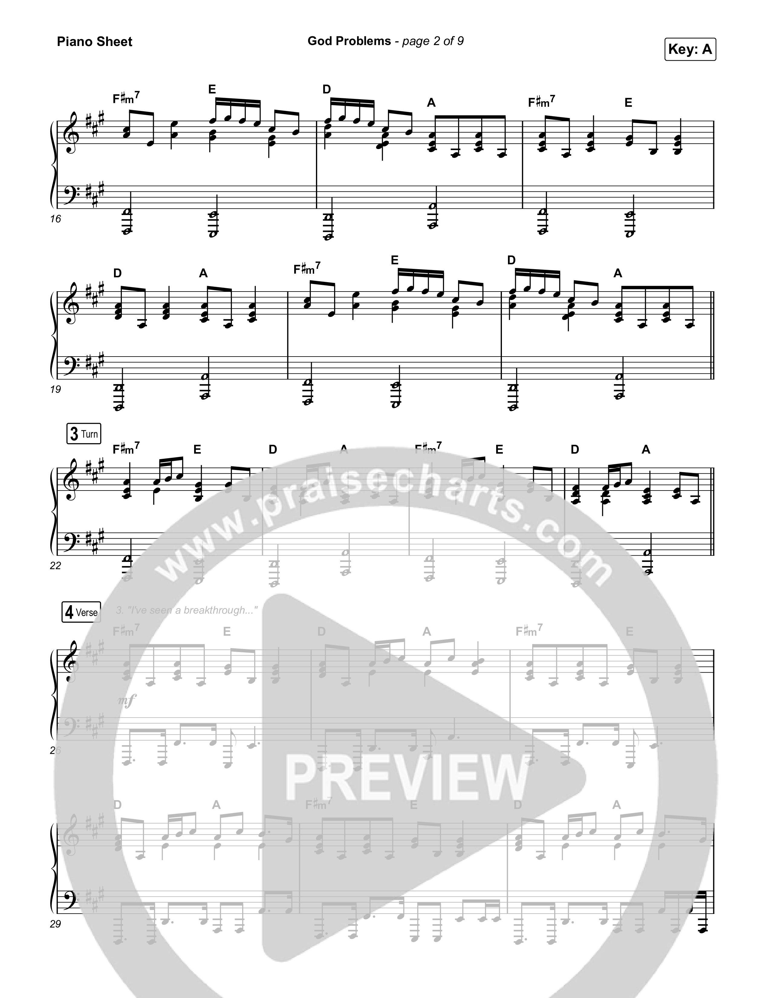 God Problems Piano Sheet (Maverick City Music / Chandler Moore / Naomi Raine)