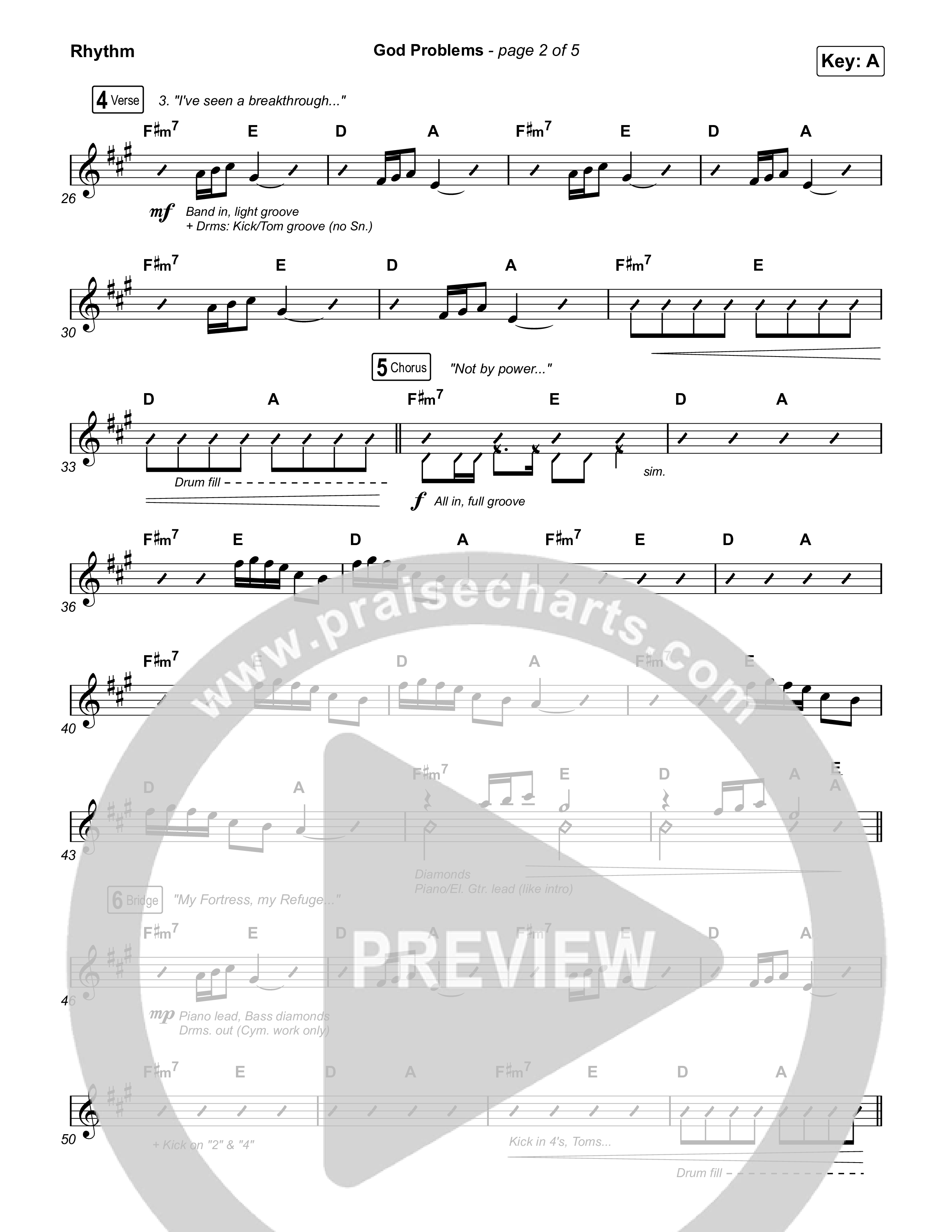 God Problems Rhythm Chart (Maverick City Music / Chandler Moore / Naomi Raine)