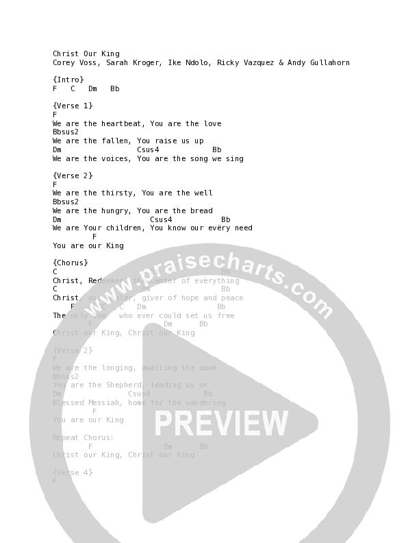 Christ Our King Chord Chart (Village Lights)