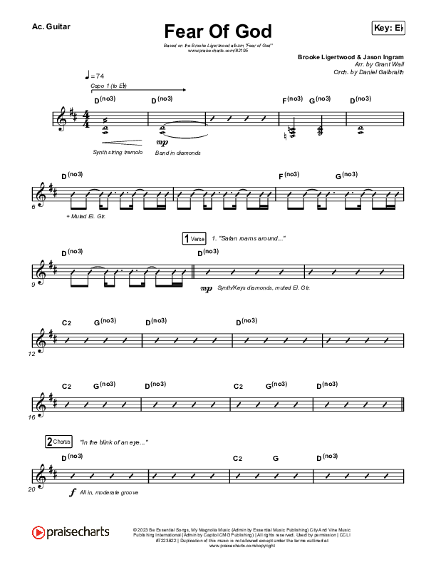 Fear Of God Acoustic Guitar (Brooke Ligertwood)