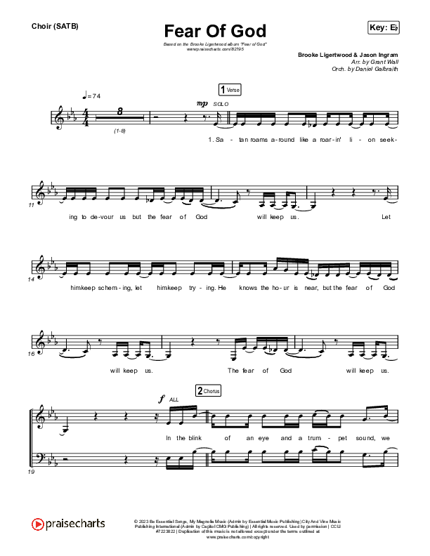Fear Of God Choir Sheet (SATB) (Brooke Ligertwood)