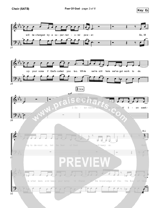 Fear Of God Choir Sheet (SATB) (Brooke Ligertwood)