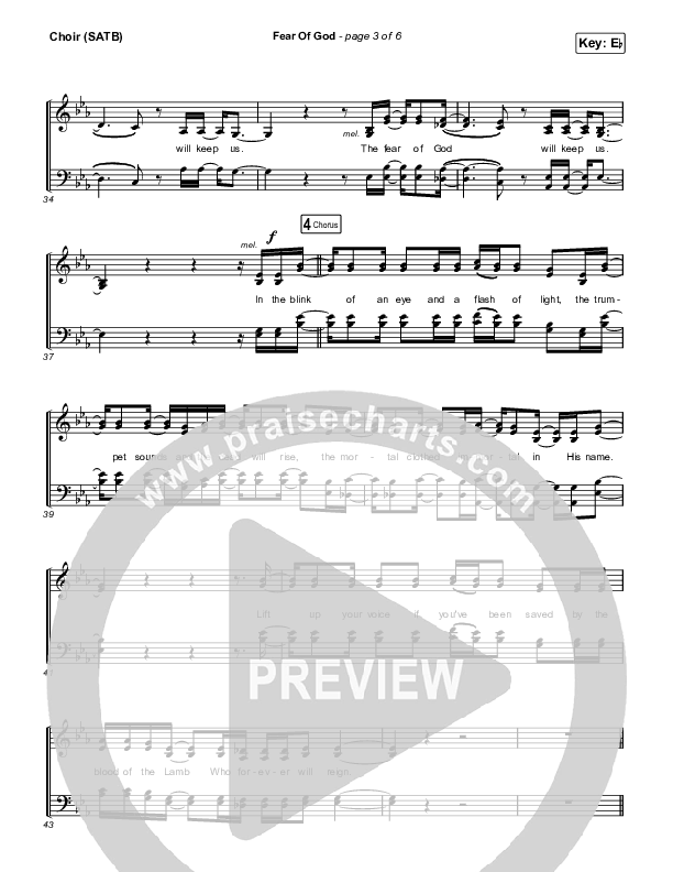 Fear Of God Choir Sheet (SATB) (Brooke Ligertwood)