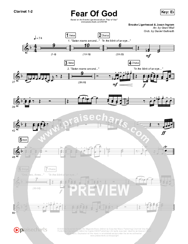 Fear Of God Clarinet 1,2 (Brooke Ligertwood)