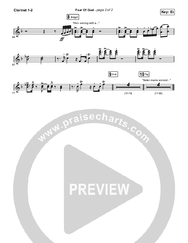 Fear Of God Clarinet 1,2 (Brooke Ligertwood)