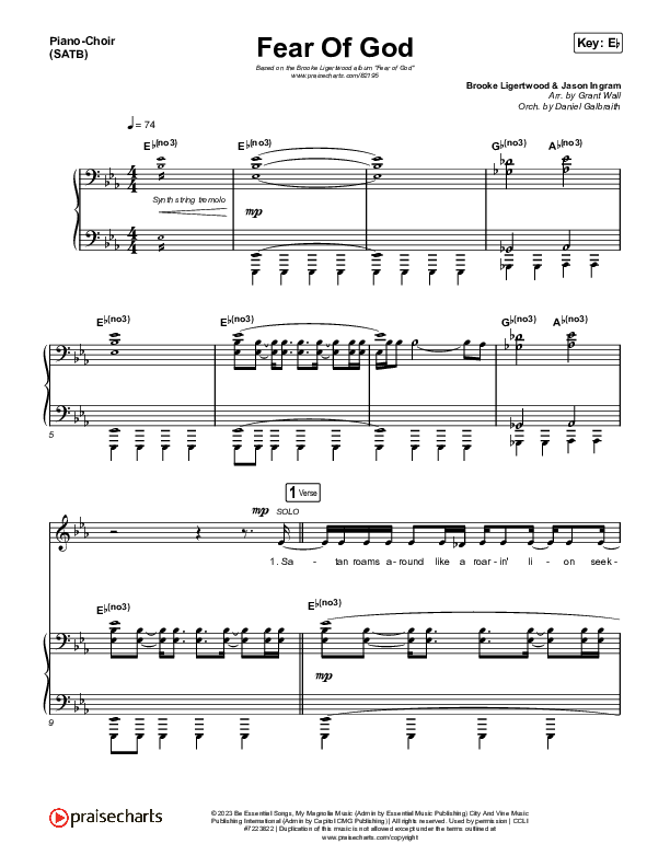 Fear Of God Piano/Vocal (SATB) (Brooke Ligertwood)