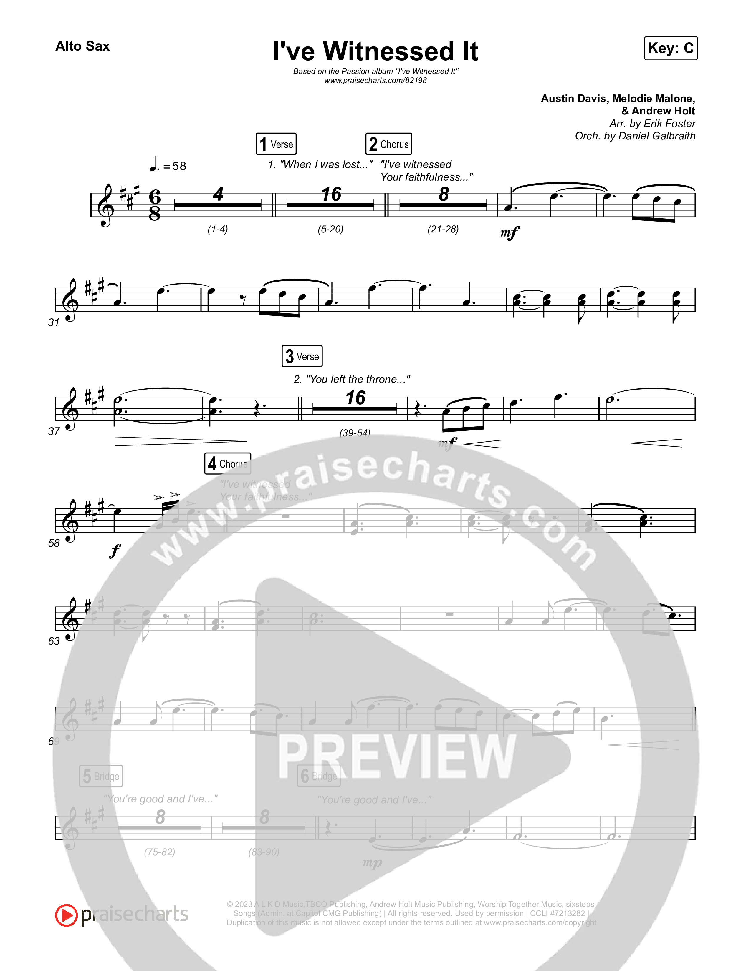 I've Witnessed It Sax Pack (Passion / Jenn Johnson)