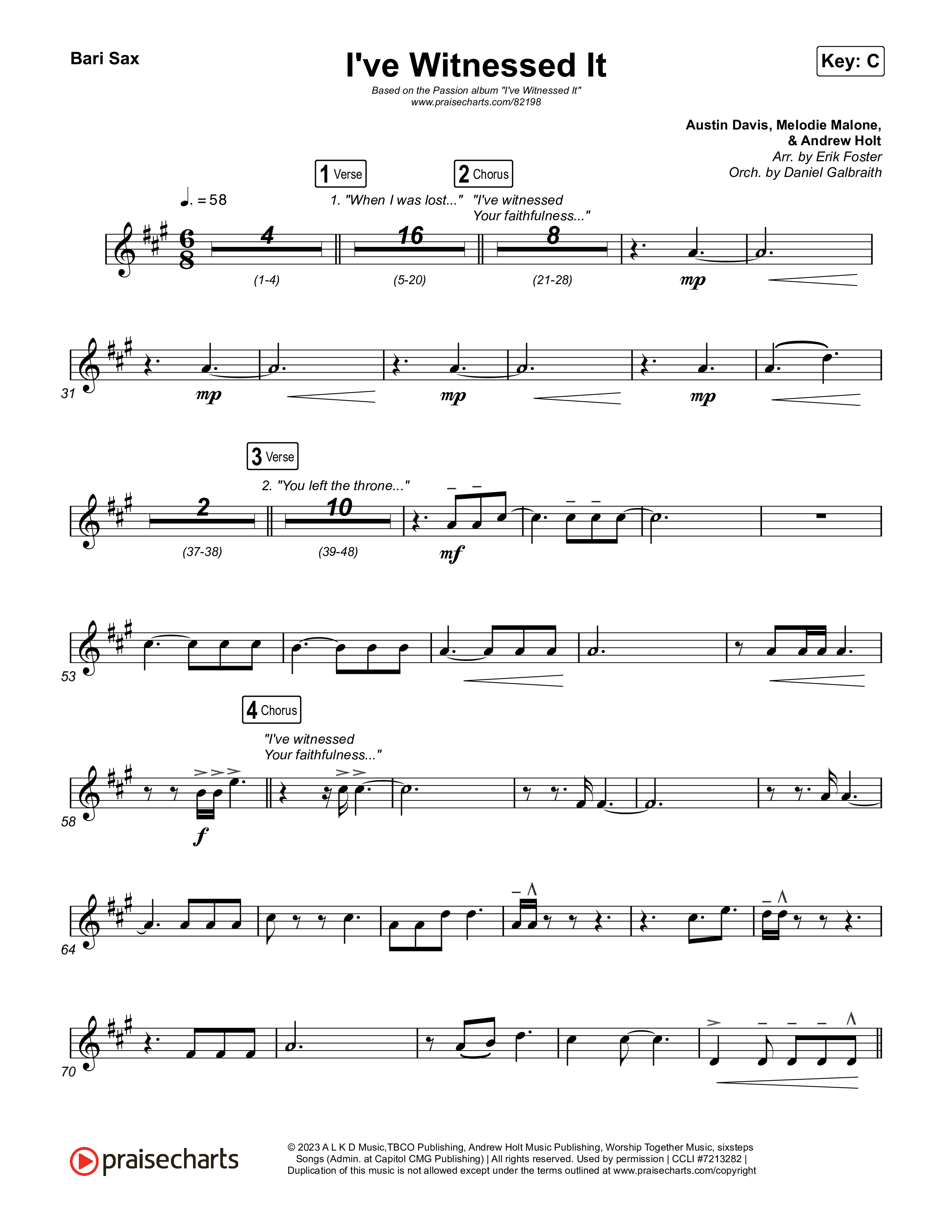 I've Witnessed It Bari Sax (Passion / Jenn Johnson)