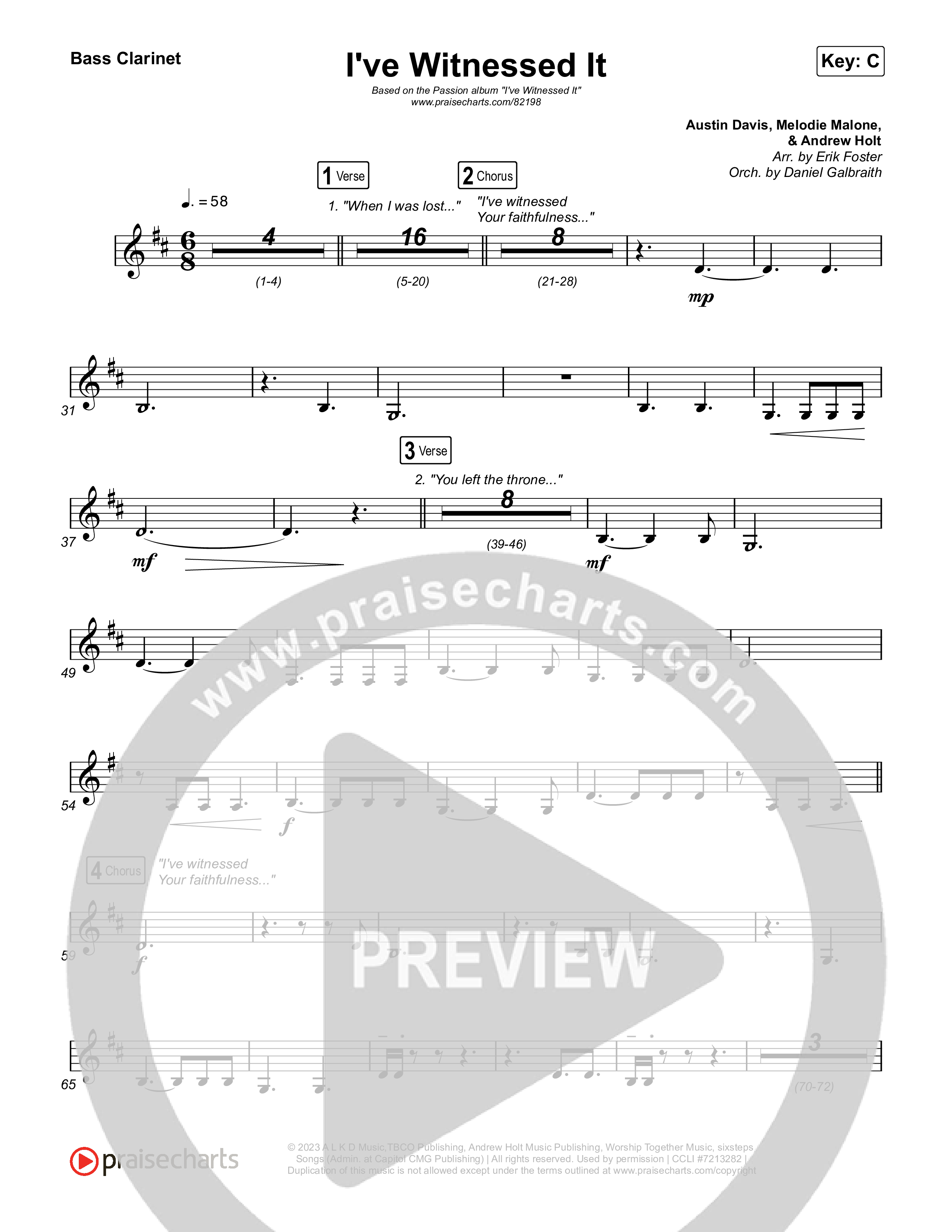 I've Witnessed It Bass Clarinet (Passion / Jenn Johnson)