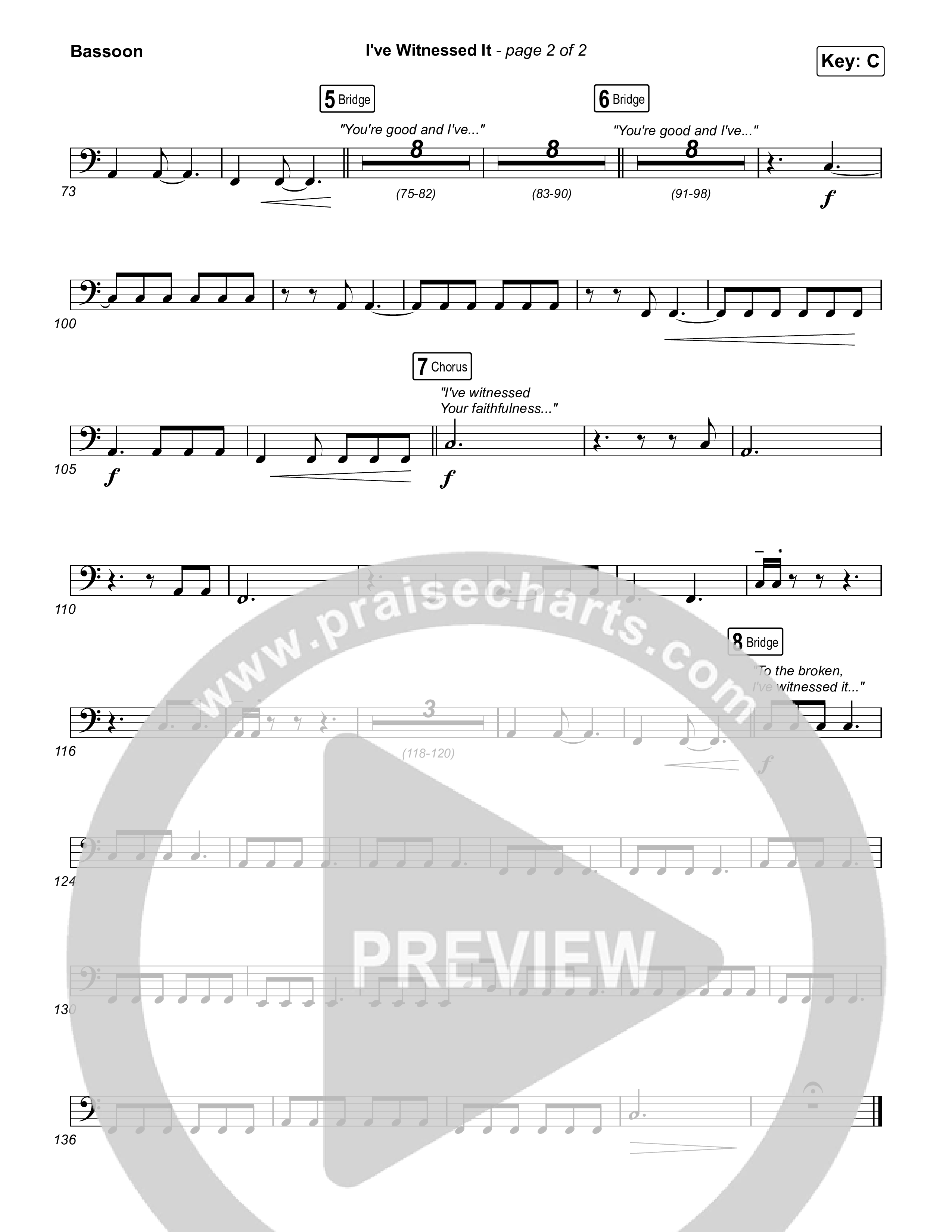 I've Witnessed It Bassoon (Passion / Jenn Johnson)