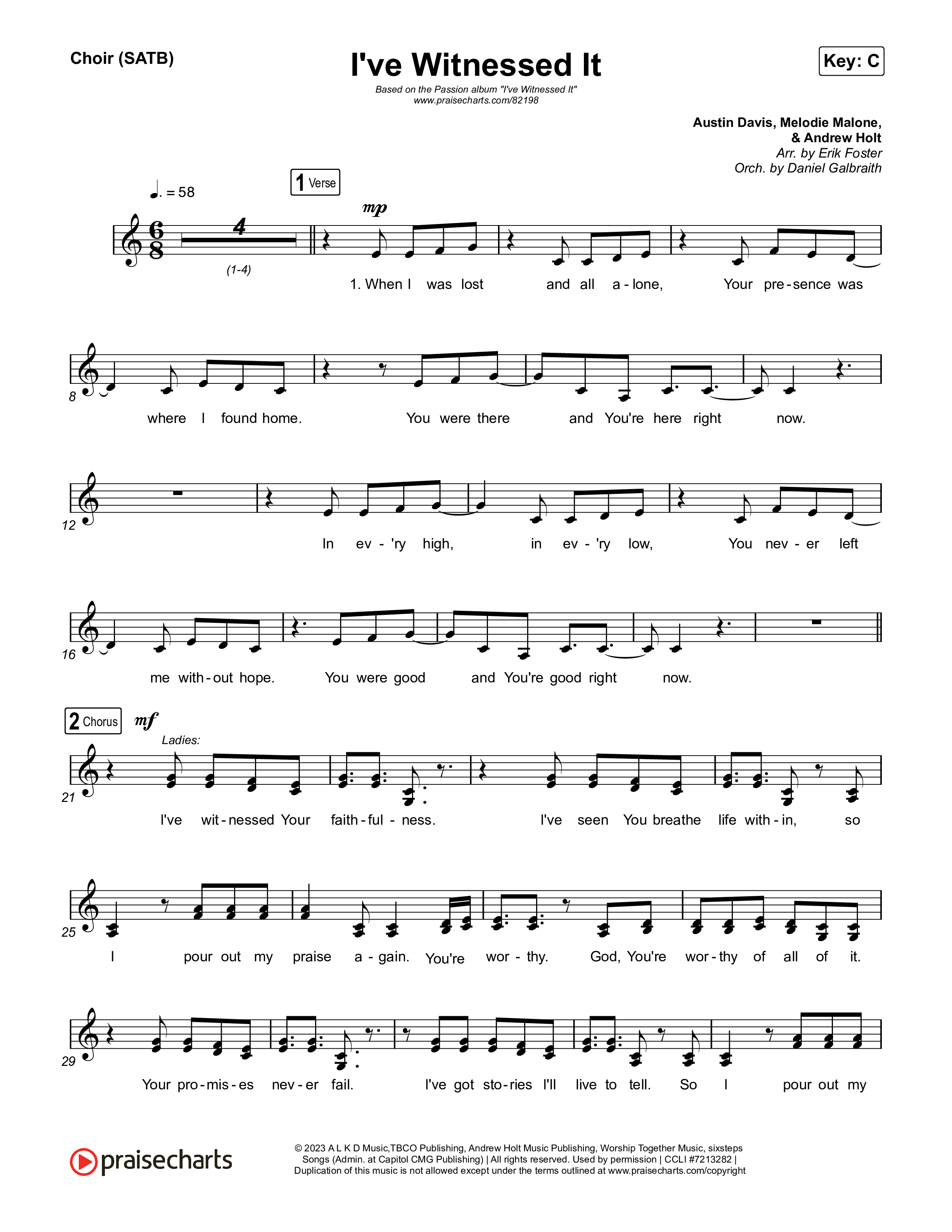 I've Witnessed It Choir Sheet (SATB) (Passion / Jenn Johnson)
