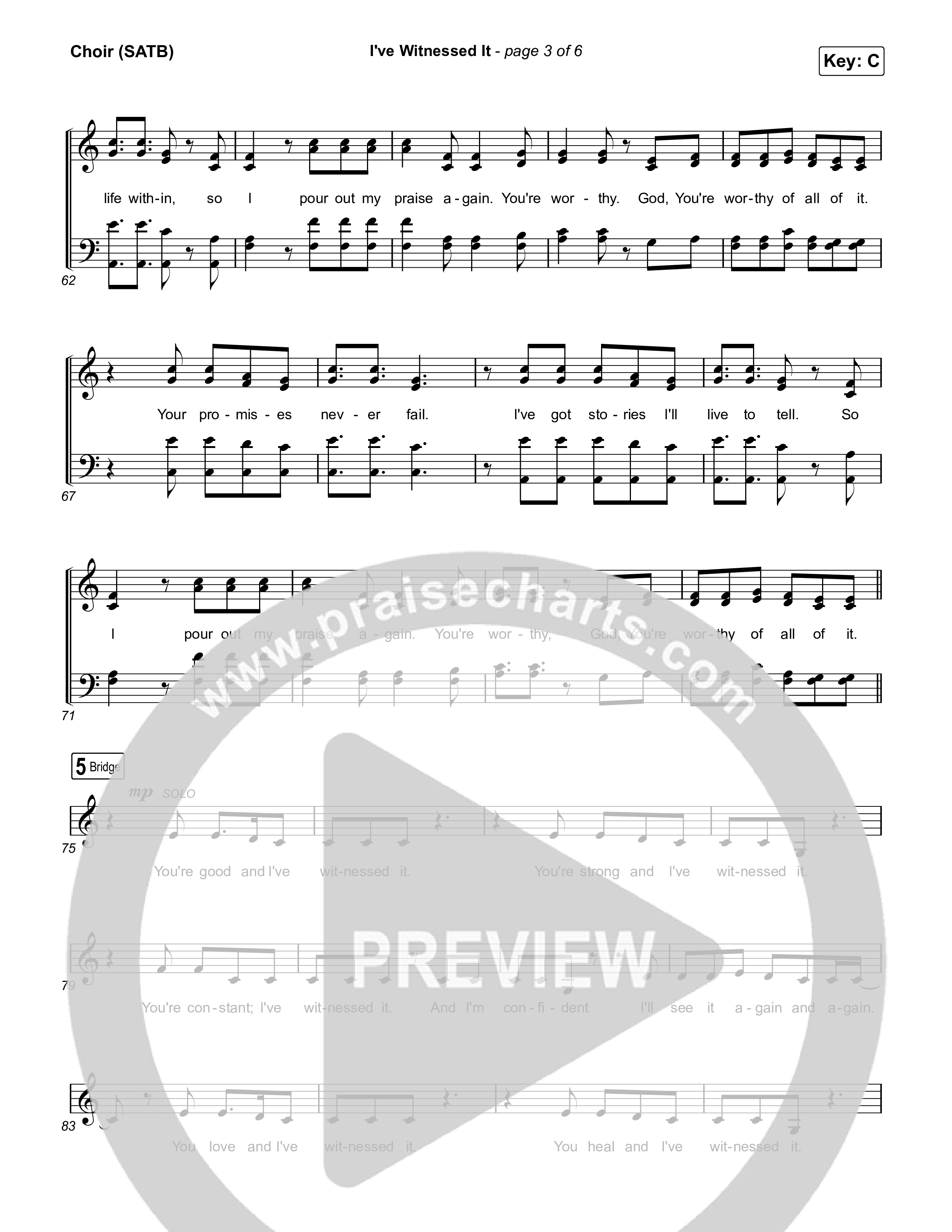 I've Witnessed It Choir Sheet (SATB) (Passion / Jenn Johnson)
