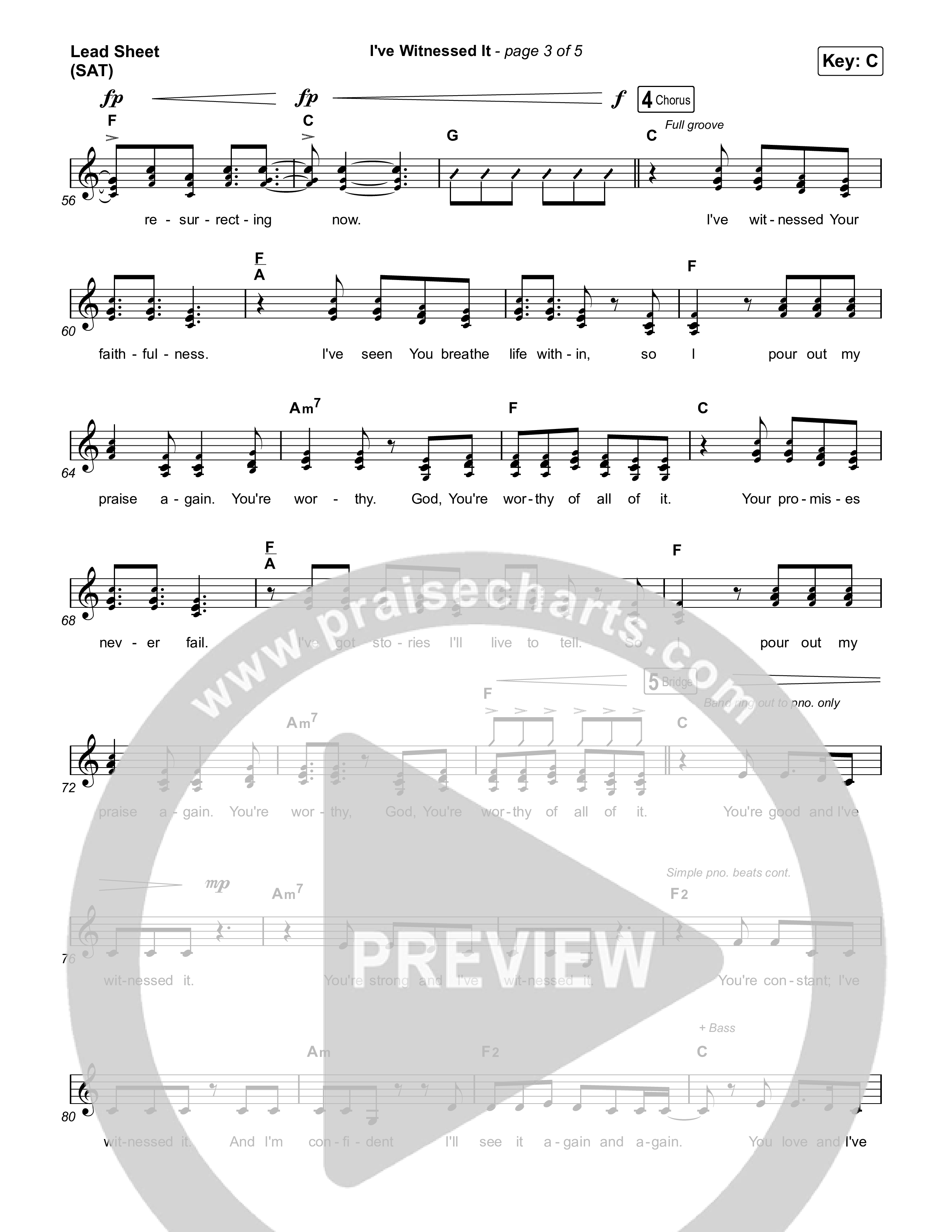 I've Witnessed It Lead Sheet (SAT) (Passion / Jenn Johnson)