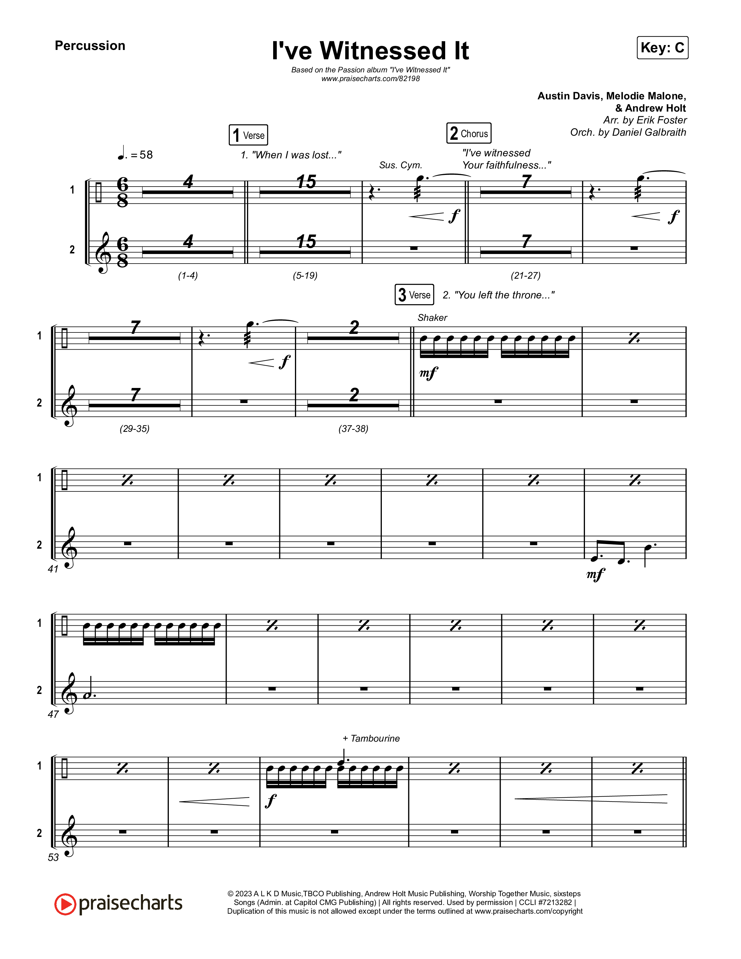 I've Witnessed It Percussion (Passion / Jenn Johnson)