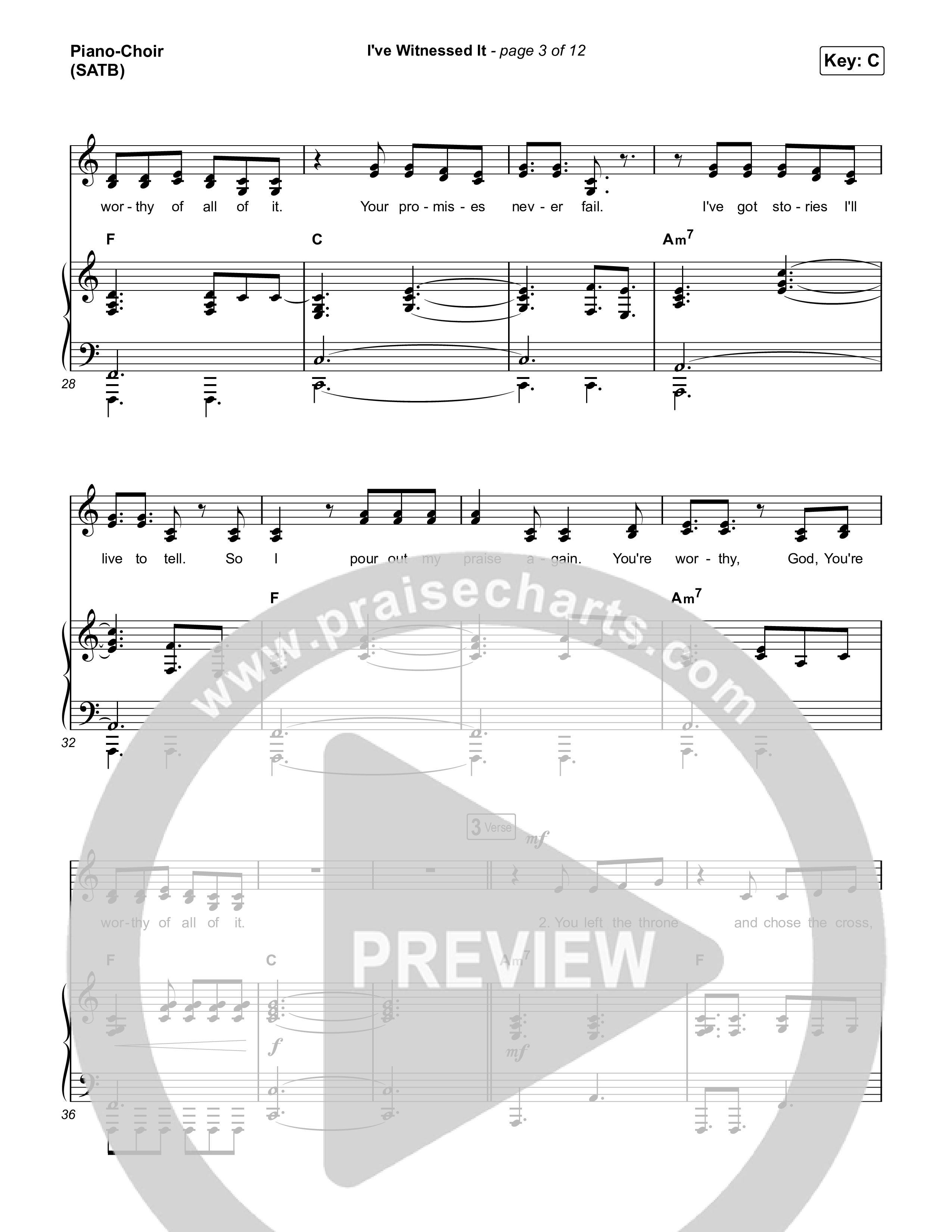 I've Witnessed It Piano/Vocal (SATB) (Passion / Jenn Johnson)