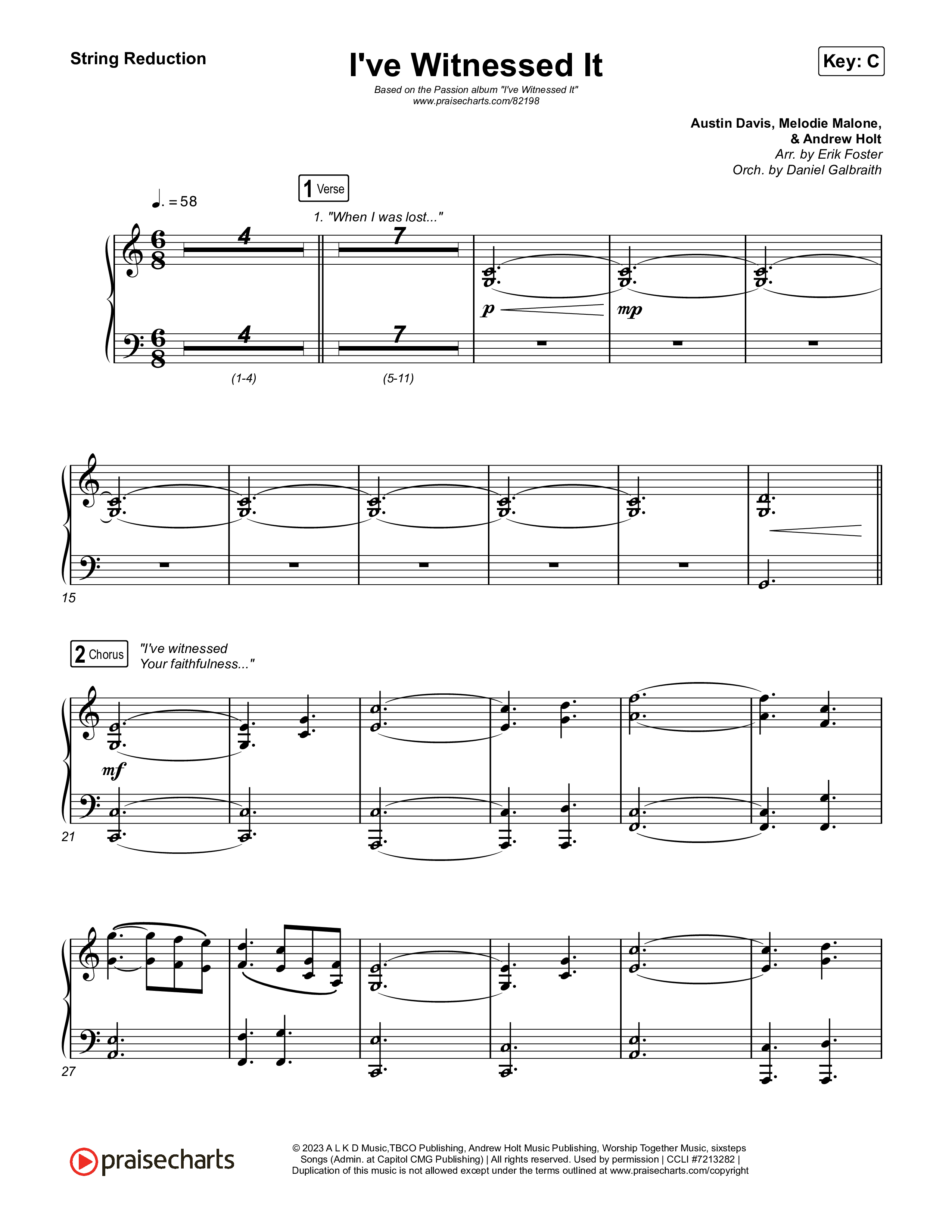 I've Witnessed It String Reduction (Passion / Jenn Johnson)