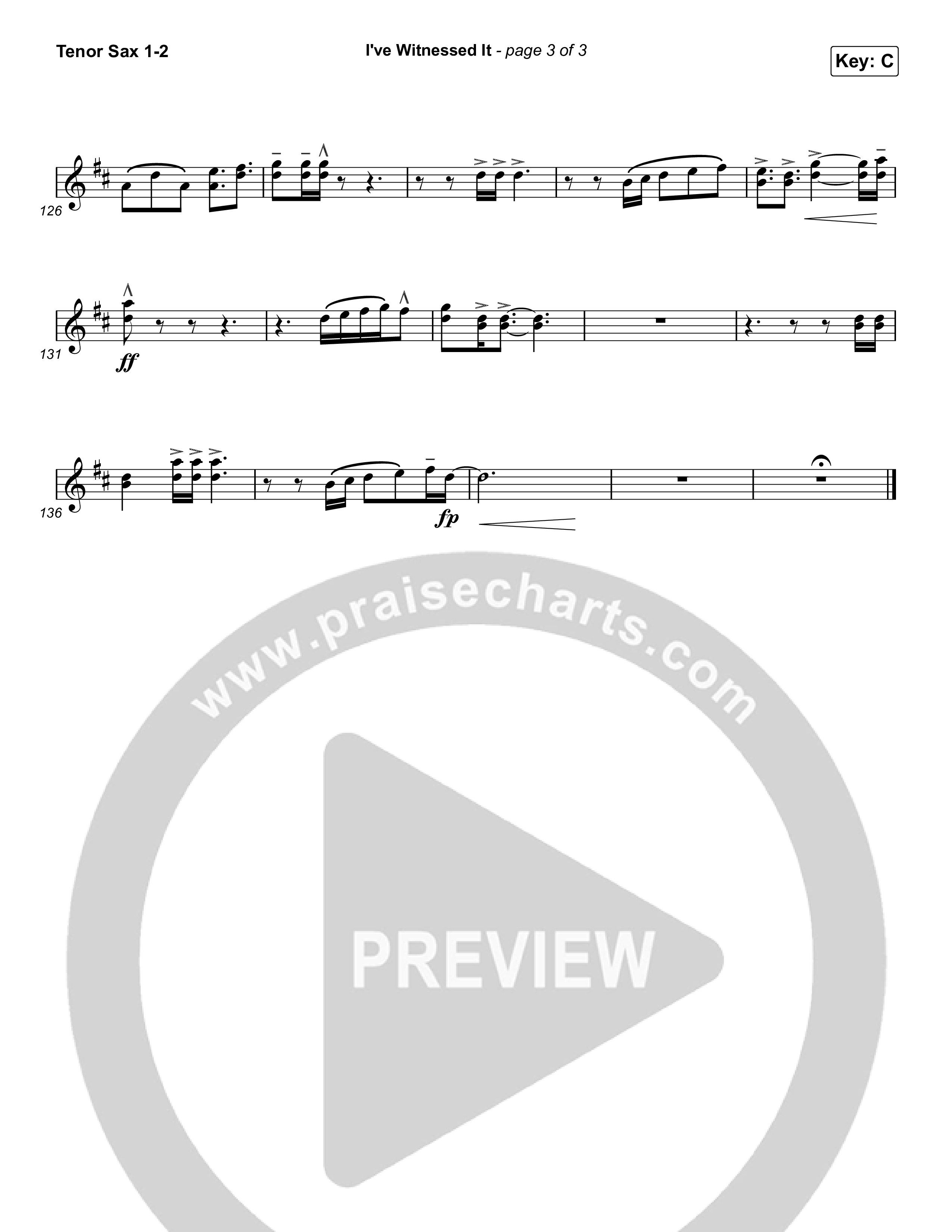 I've Witnessed It Tenor Sax 1,2 (Passion / Jenn Johnson)