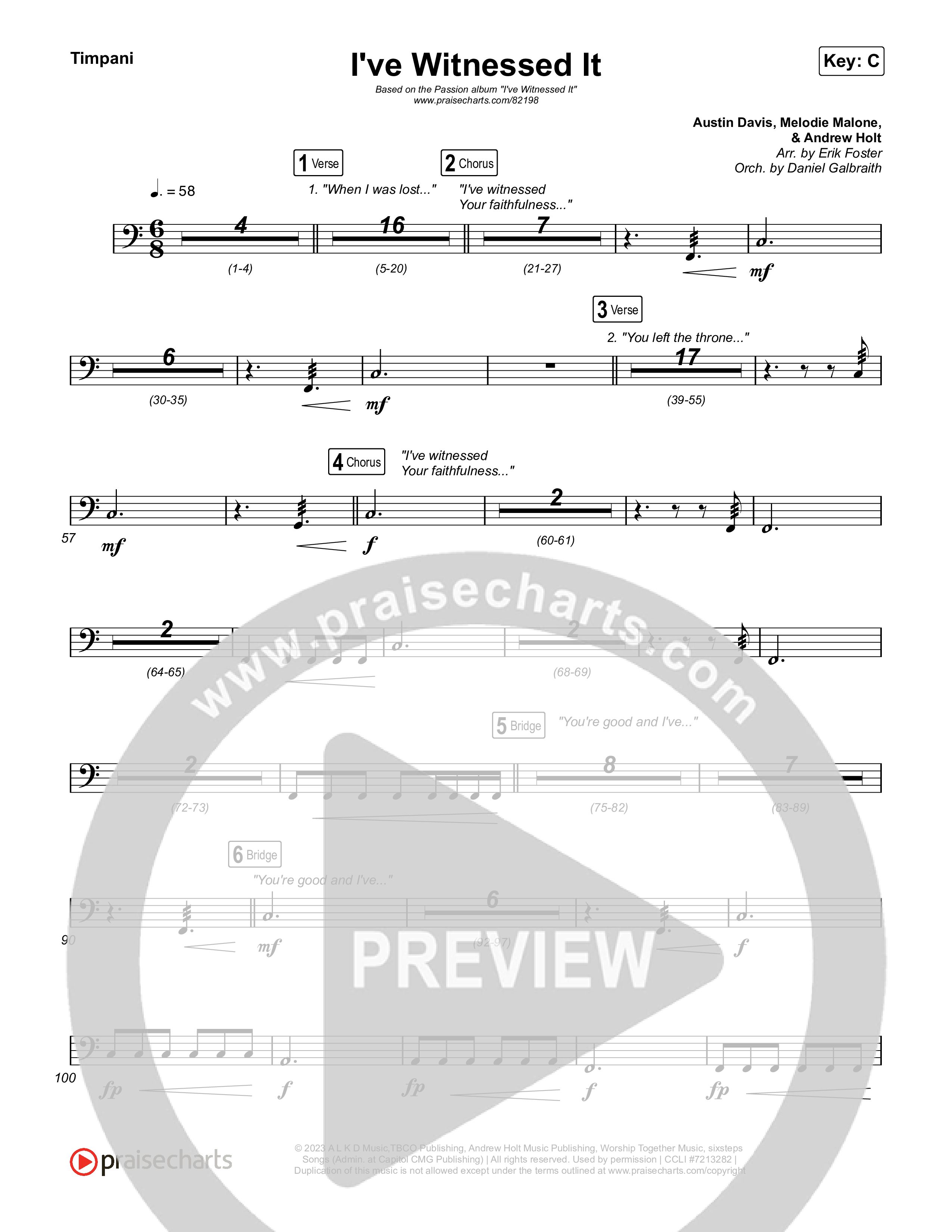 I've Witnessed It Timpani (Passion / Jenn Johnson)