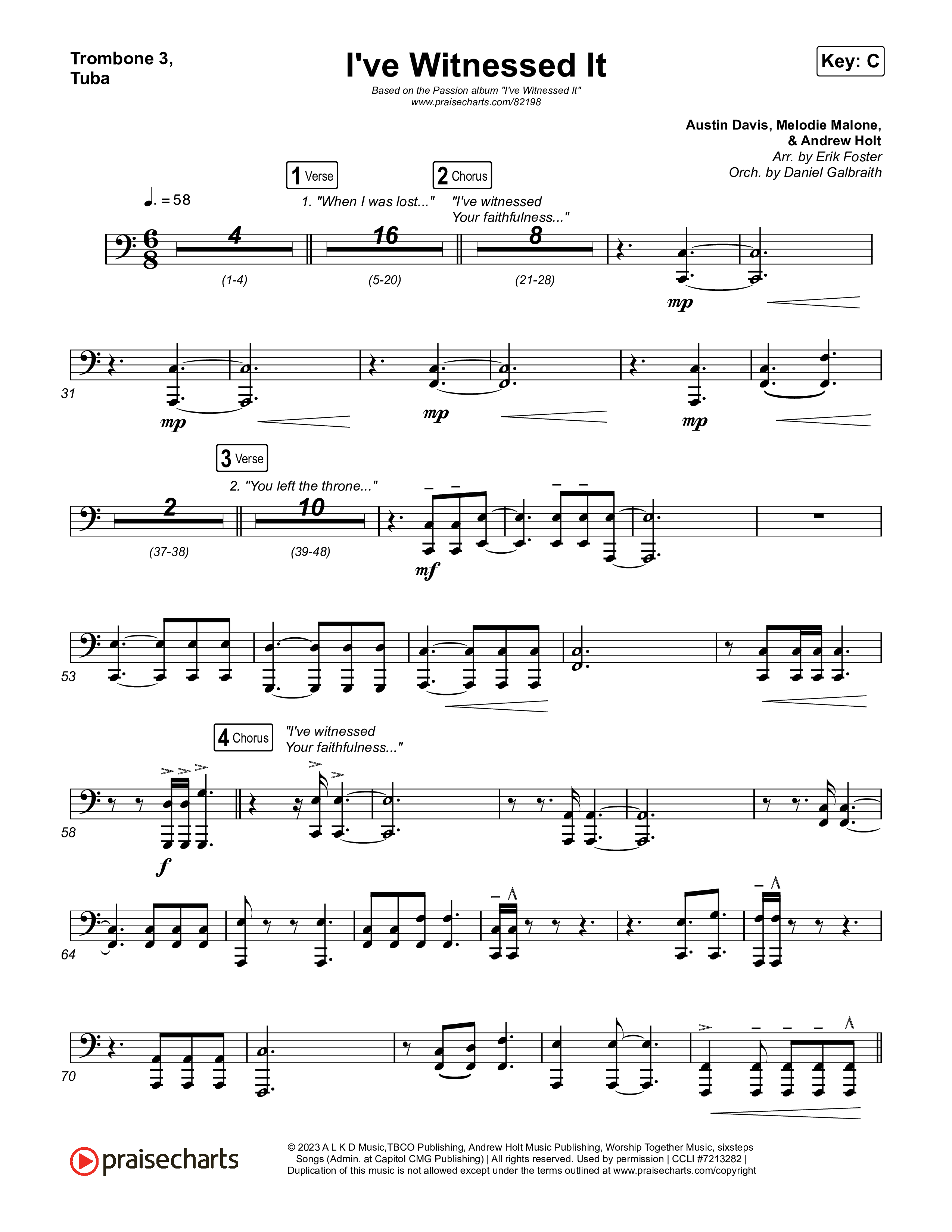 I've Witnessed It Trombone 3/Tuba (Passion / Jenn Johnson)