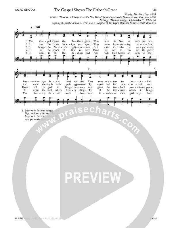 The Gospel Shows The Father's Grace Hymn Sheet (SATB) (Traditional Hymn)