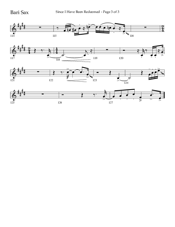 Since I Have Been Redeemed (Choral Anthem SATB) Bari Sax (Lifeway Choral / Orch. Bradley Knight)