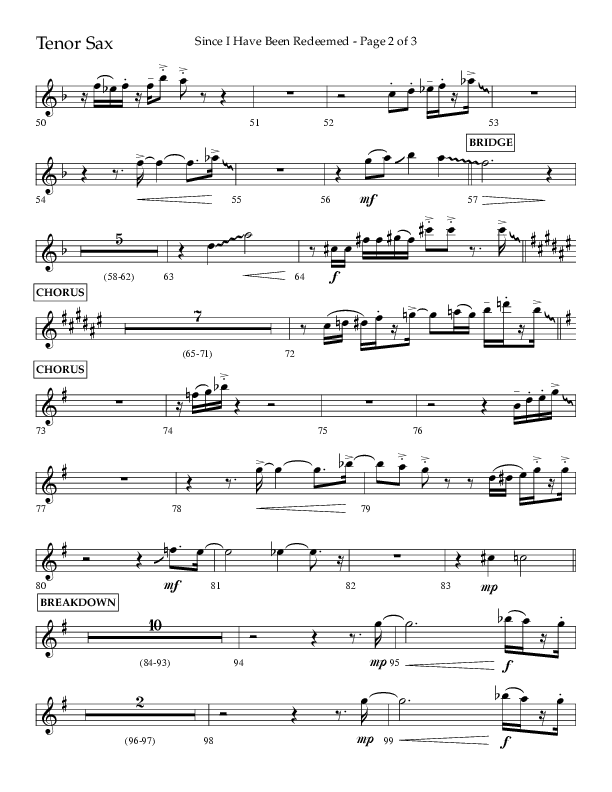 Since I Have Been Redeemed (Choral Anthem SATB) Tenor Sax 1 (Lifeway Choral / Orch. Bradley Knight)
