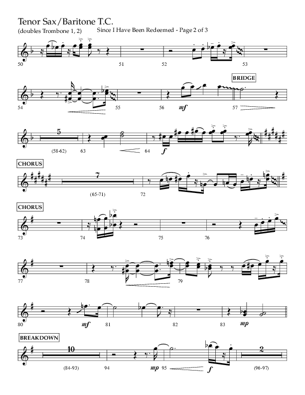 Since I Have Been Redeemed (Choral Anthem SATB) Tenor Sax/Baritone T.C. (Lifeway Choral / Orch. Bradley Knight)