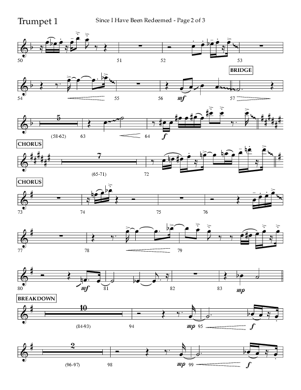 Since I Have Been Redeemed (Choral Anthem SATB) Trumpet 1 (Lifeway Choral / Orch. Bradley Knight)